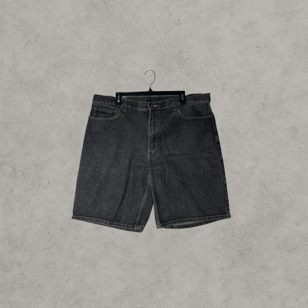 Faded Glory Mens Black Denim Shorts Size 40 Relaxed Fit Cotton Jean Shorts